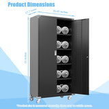 Waqiv 71''H Lockable Metal Garage Storage Cabinet on Wheels, Rolling Metal Storage Cabinet with 4 Adjustable Shelves, Rolling Tool Cabinet for Garage, Basement, Warehouse, Assembly Required Waqiv