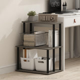Furinno Turn-N-Tube 3-Tier Toolless Multipurpose Printer Stand Display Storage Shelf, French Oak Grey/Black Furinno