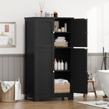 Iwell Natural Rattan Storage Cabinet with 4 Doors and Adjustable Shelf Iwell