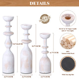 HOWSILAY Wood Candle Holder Candlestick Holders for Table Centerpiece - Rustic Farmhouse Decor Candle Stand fits 3/4" or 7/8" Taper Candle&Dia 1.5" Led Tea Lights or Pillar Candles(White) HOWSILAY