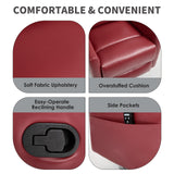 Trustyue Swivel Rocker Recliner Chair, 360° Swivel Recliner with Heat and Massage, Rocker Recliner Easy to Clean Leathery Nursery Glider Recliner Chair with Side Pockets for Living Room Red Trustyue