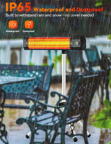 BALKO Outdoor Heaters for Patio, 9 Heating Levels, IP65 Waterproof Patio Heaters for Outdoor Use, 1500W Electric Heating Covers 400Sq.ft, 9H Timer, Tip-Over & Overheat Protection, 20FT Remote Control BALKO