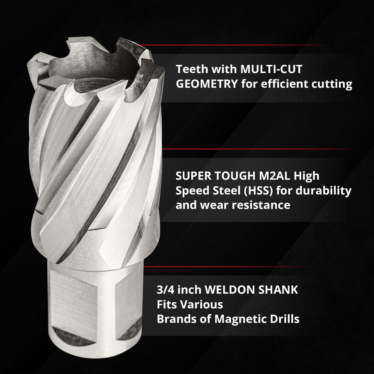 S&F STEAD & FAST Annular Cutter Set, 2-pc, 1/2" Diameter x 1" Depth of Cut for Magnetic Drill Press S&F STEAD & FAST