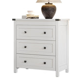 Dresser for Bedroom with 3 Drawers, Small Chests of Drawers, 27.55" Wide Farmhouse Wood Nightstand Bedside Cabinet End Table, Modern Closet Storage Organizer for Living Room, Entryway, Hallway, White Xixini