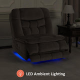 MCombo Dual Motor Oversized Power Recliner Chair, 38.2'' Large Wide Seat, Rocker Recliner with LED Lighting, USB Ports, Perfect for Living Room, Office and Home Theater, Fabric PR607 (Coffee) MCombo