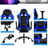 Gaming Chair, Height Adjustable Swivel Rolling Chair with Headrest Footrest and Massage Lumbar Support, PU High Back Ergonomic PC Chair for Office or Gaming, Office Gaming Chair Haiput Wam