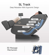 Real Relax 3D Massage Chair Full Body SL-Track, Zero Gravity Recliner with 16 Massage Modes, Body Scan, Wasit Heating, Foot Rollers, Bluetooth, Favor-22 Black Real Relax