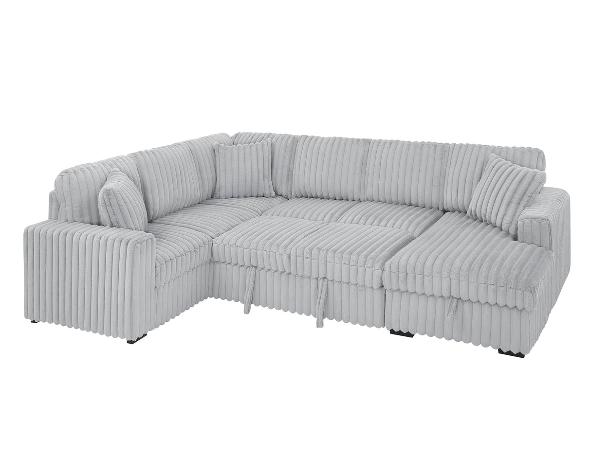 LUSPAZ 122 Inch Convertible U-Shape Sectional Sofa for Living room, Apartment and Restaurant, 6 Seater Rabbit Plush Fabric Large Sleeper Couch with USB Ports, Comfy Upholstered and Storage Chaise,Grey LUSPAZ
