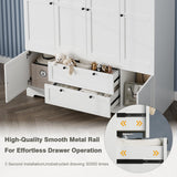 8 Door Large Wardrobe Closet 71" Tall White Wooden Freestanding Storage Armoire – Oversize Capacity Modular Cabinet with Drawers, Space-Saving Durable Design for Bedroom & Closet Organization Buenhomino