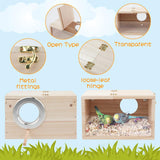 Natural Wood Nesting Box for Parakeet Birds Transparent Design Breeding Box with Perch Wood Bird Cage House for Cockatiel Lovebirds Budgie Finch Parrotlets Canary (Small) FORZENA