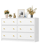 Nicehill Dresser for Bedroom with 6 Drawers, Fabric Storage Tower & Chest of Drawers Organizer, Storage Cabinet for Hallway, Closets, Living Room,White Dresser Wooden（White） Nicehill