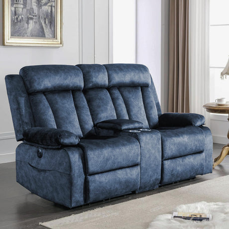 GUEAPY Power Reclining Loveseat with Console, Heat & Massage, 2 Seat Reclining Sofa with Cup Holders, USB & Type-C Ports, Plush Dutch Velvet 2 Seat Reclining Couch for Living Room, RV,Office,Apartment GUEAPY