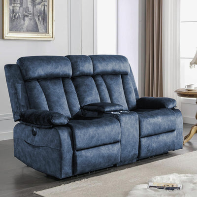 GUEAPY Power Reclining Loveseat with Console, Heat & Massage, 2 Seat Reclining Sofa with Cup Holders, USB & Type-C Ports, Plush Dutch Velvet 2 Seat Reclining Couch for Living Room, RV,Office,Apartment