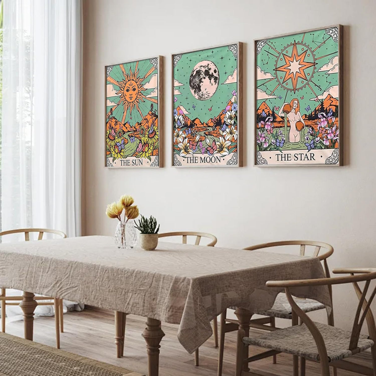 AIBOERL 3 Pack Tarot Diamond Art Kits for Adults,Tarot 5D Full Diamond Round Diamond Painting Kits for Beginners,Stars Sun Moon Theme DIY Full Drill with Diamond Gem Art, Home Wall Decor 12x16Inch AIBOERL