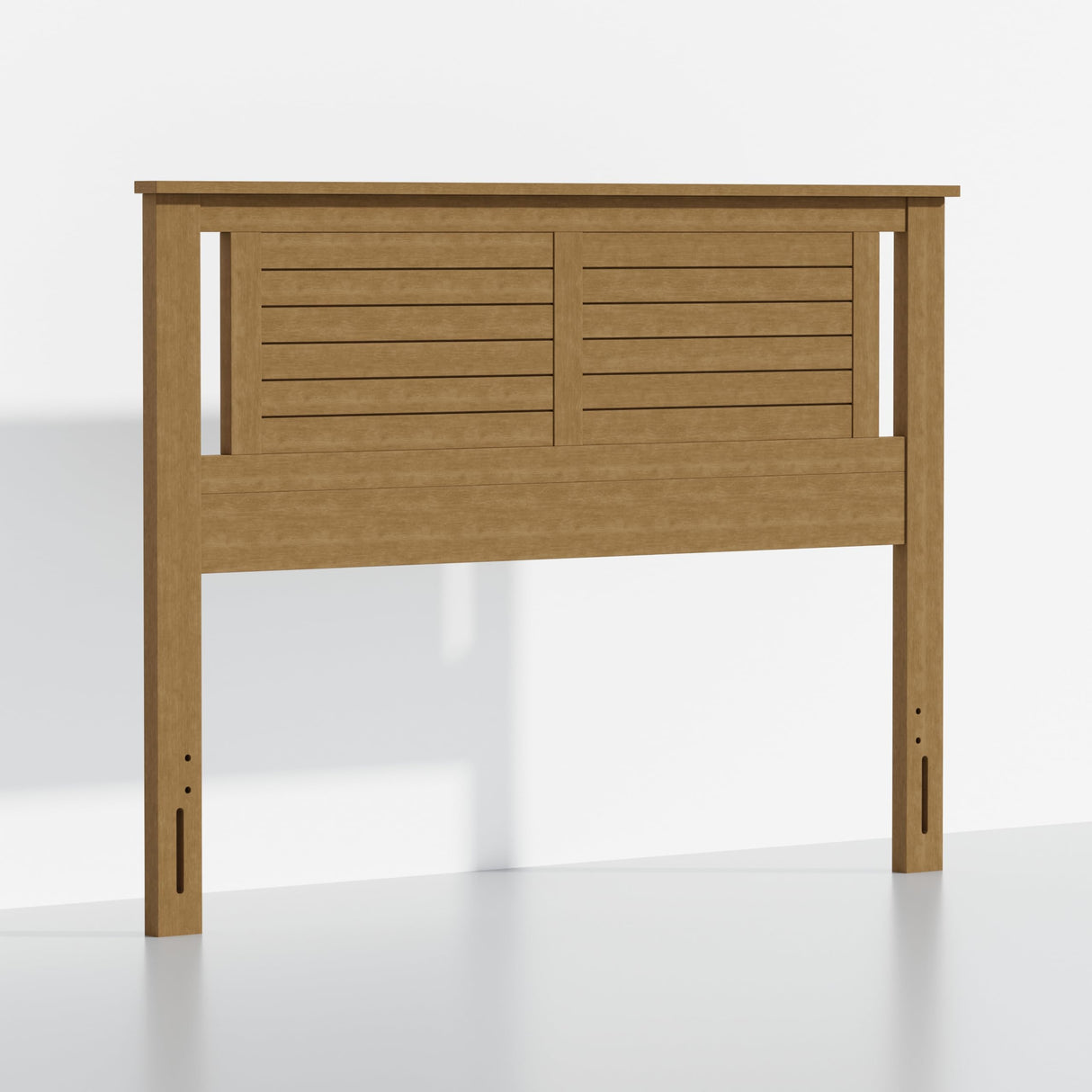 ComfIQ Serene Queen Size Wood Headboard Shiplap-Inspired Panel Design in a Stained Pine Finish ComfIQ