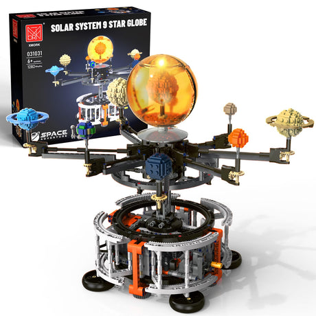 MOCBURIKU Solar System Building Set for Kids, STEM Toys with Rotatable Handle and Mechanical Gears, Space Toys for Home/School Science Learning, Birthday Gifts for Boys Girls Ages 6-12(1282pcs) MOCBURIKU