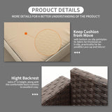 Rattaner Patio Furniture 3-seat Sofa Wicker Outdoor Furniture Outdoor Couch Deep Seat Hight Backrest Waterproof Cover Anti-Slip Cushions, Khaki Rattaner