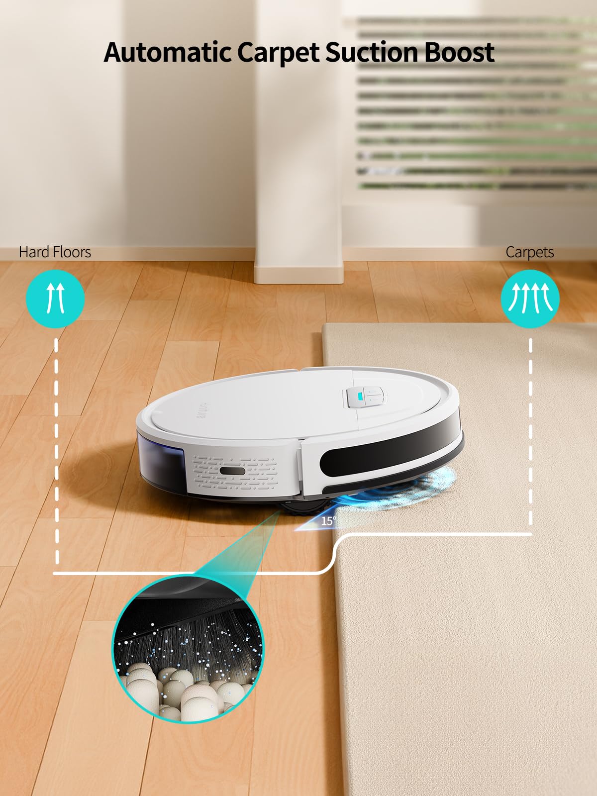 HONITURE Robot Vacuum and Mop Combo, 4000pa Strong Suction, G20 Robot Vacuum Cleaner with Self-Charging, 150Mins Max, App&Remote&Voice Control, Super-Slim, Ideal for Pet Hair HONITURE