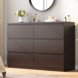 Simply Modern 6-Drawer Dresser, Chest of Drawers for Bedroom, Living Room, Hallway, and Entryway - Large Storage Cabinet with Smooth Metal Rails - Retro Brown Jocoevol