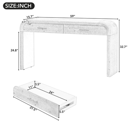 Quarte Retro Silhouette Console Table with Open Style and Two Top Drawers,Solid Wood Entryway Sofa Side Table for Hallway, Living Room,Entrance (Natural Wood Wash#1) - WoodArtSupply