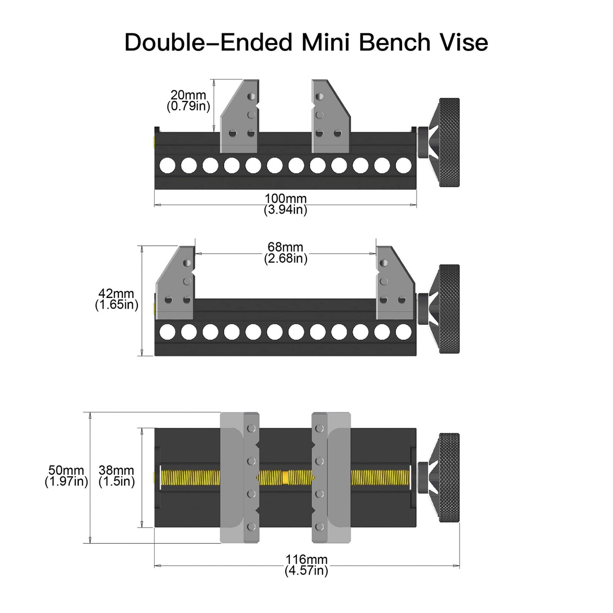 AM ARROWMAX Precision Double-Ended Mini Bench Vise - Crafted From Aerospace-grade Aluminum Alloy And Precision CNC Machined, Enhance Precision and Stability for Crafts, Jewelry Making AM ARROWMAX
