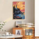 RYMILIE Paint by Numbers Kit for Adults Beginner & Kids Ages 8-12 with Wooden Frame Easy Acrylic on Canvas 9.45x11.8 inch with Paints and Brushes, Paint by Numbers Sunset for Gift Home Wall Decor RYMILIE