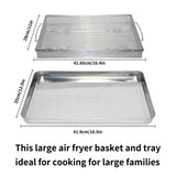 Air Fryer Basket for Oven Bacon Rack Baking Sheet Stainless Steel Basket Convection Oven Tray Dishwasher Large 16.5"x12.5" Bbq Brush Bakeware Pan Wire Rack Cookie Cooling Rack Novaspark