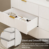 BAZELOR White 6 Drawer Dresser with Golden Handle, Fluted Wood Dressers, Modern Chest for Bedroom, Living Room, Hallway, Entryway BAZELOR