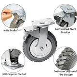 tonchean 8 Inch Caster Wheels Heavy Duty Polyurethane Offroad Casters Set of 4 Swivel Plate Casters with 2 Brake Industrial Locking Wheels, Load Bearing 2314lbs tonchean