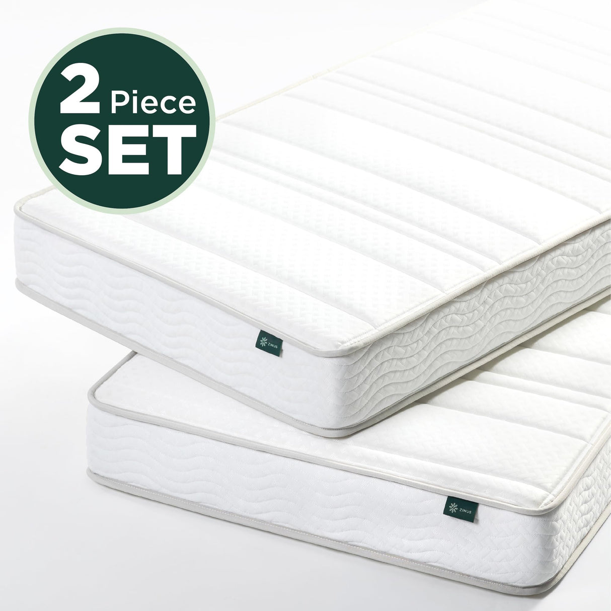 ZINUS 6 Inch Foam and Spring Hybrid Mattress, 2 Pack [New Version], Twin, Fiberglass Free, Bunk Bed Compatible, Durable Support, Certified Safe Foams & Fabric, Mattress in A Box Zinus