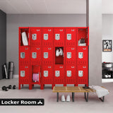 SAPITAL Metal Locker with 3 Doors Employees Locker, Metal Storage Locker with Hooks, 66" Storage Cabinet Lockers for Employees, Home, Office, Gym Requires Assembly (Red) SAPITAL