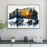 Apcufir Forest Bear Paint by Numbers for Adults,Animals Paint by Numbers on Canvas,DIY Oil Painting by Numbers Kits for Home Wall Decor 16X20 Inch Apcufir