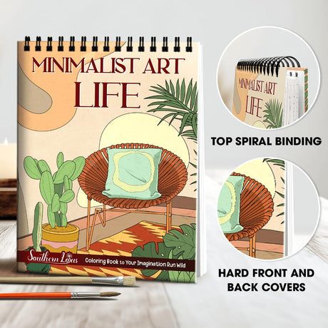 SOUTHERN LOTUS Minimalist Art Life Spiral Bound Adult Coloring Book - Explore Mindful Coloring with Abstract Patterns. Minimalism and Artistic Creativity with Unique Undefined Designs. Relaxation SOUTHERN LOTUS
