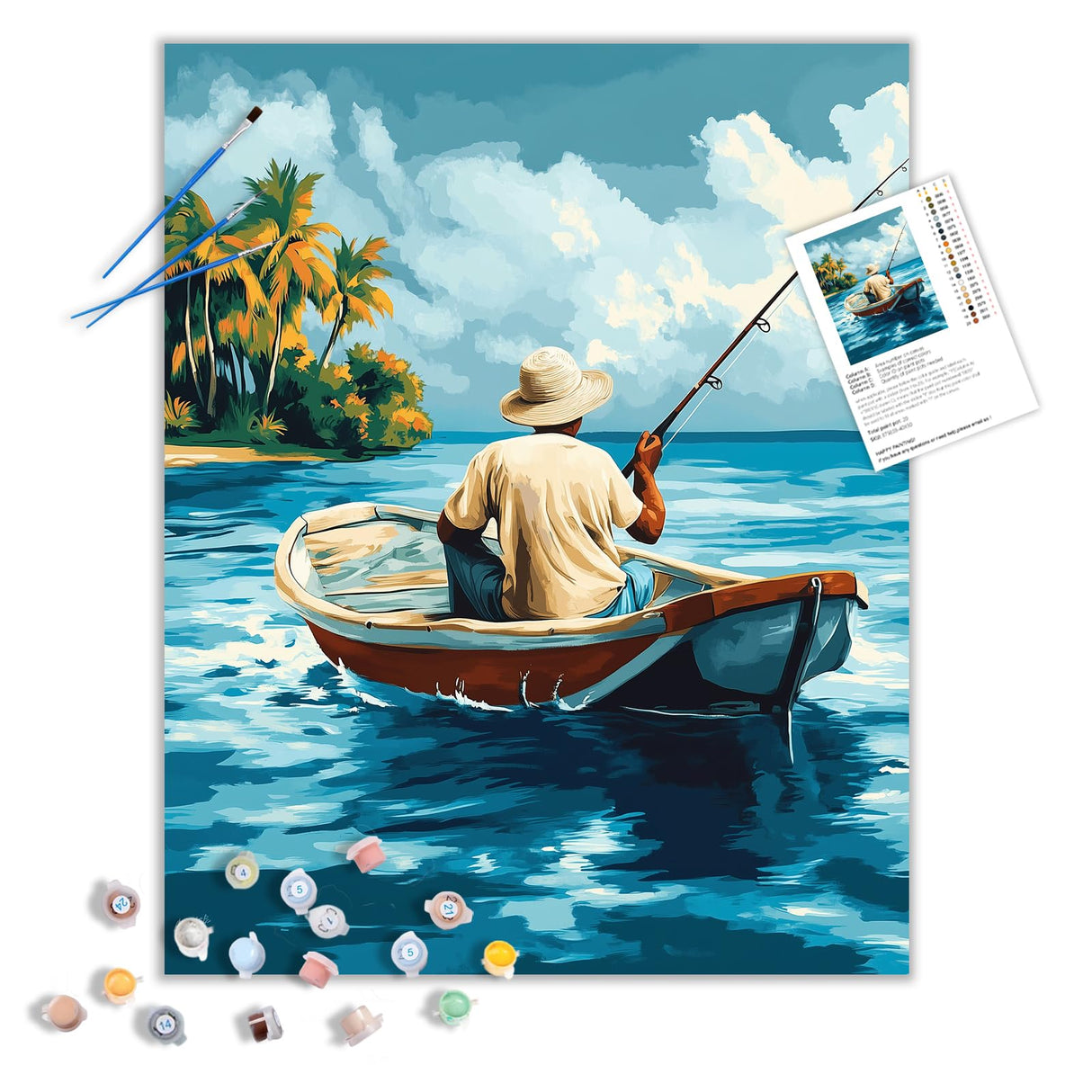 ARNLRDYA Sea Fishing Paint by Numbers for Adults, Fishing Boat Paint by Number Kits, Ocean Seaside Scenery DIY Acrylic Painting for Home Decor(16×20inch, No Frame) ARNLRDYA