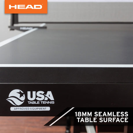 HEAD Summit USA Indoor Table Tennis Table, Competition Grade Net, 10 Minute Easy Set Up – Ping Pong Table with Playback Mode HEAD