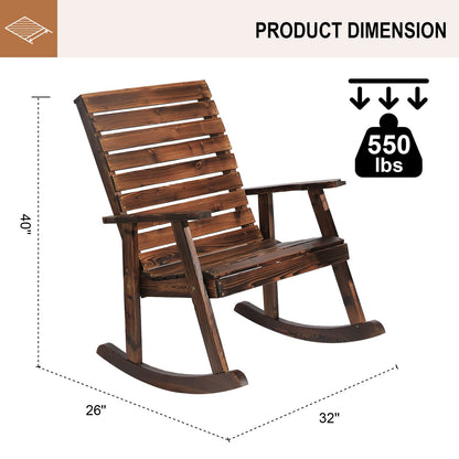 FURNDOOR Outdoor Rocking Chairs Set of 2, Patio Wood Rocker Chairs High Back 2PCS Rocking Chairs for Deck, Garden, Backyard, Porch - WoodArtSupply