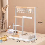 DreamGenius Jewelry Organizer Stand with Velvet Ring Holder, 4 Tier Jewelry Holder Organizer with 15 Hooks for Necklaces and 16 Holes for Earrings, White DreamGenius