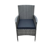 KEIKI 9 Piece Patio Dining Table Outdoor Furniture Set, 8 Wicker Chairs with Cushions & 74.8" Glass Top Dining Table, All Weather Dining Set for Lawn, Garden, Backyard, Poolside, Black & Grey KEIKI