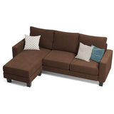 Homall Sofa for Living Room, Couch with Convertible Chaise, 3 Seat L-Shaped Sofas, Comfy Fabric Couches for Apartment, Small Space, Elegant Brown Homall