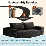 63" Cloud Loveseat Sofa - Boneless Deep Seat 2-Seater, No Assembly Foam Floor Couch, Plush Corduroy Fabric, Modern Living Room Sofa for Small Space Apartment, Bedroom, Office (Black, 63") Klwenas Maec