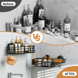 LEVERLOC Shower Caddy Suction Cup, 2 Pack suction shower shelf with Hooks & Soap holder, NO-Drilling Bathroom Holder, Rustproof bathroom organizer, Black LEVERLOC