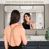 LOAAO 60X30 Inch Black Metal Framed Bathroom Mirror for Wall, Matte Black Bathroom Vanity Mirror Farmhouse, Large Rounded Rectangle Mirror, Anti-Rust, Tempered Glass, Hangs Horizontally or Vertically LOAAO