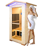 Outdoor Sauna 1 Person, Far Infrared Home Sauna Room,1300W Low EMF Dry Sauna for Home, Spruce Wood Sauna Spa with Bluetooth Speaker,for Unwell Men,Women,Elderly InfraHHZQ