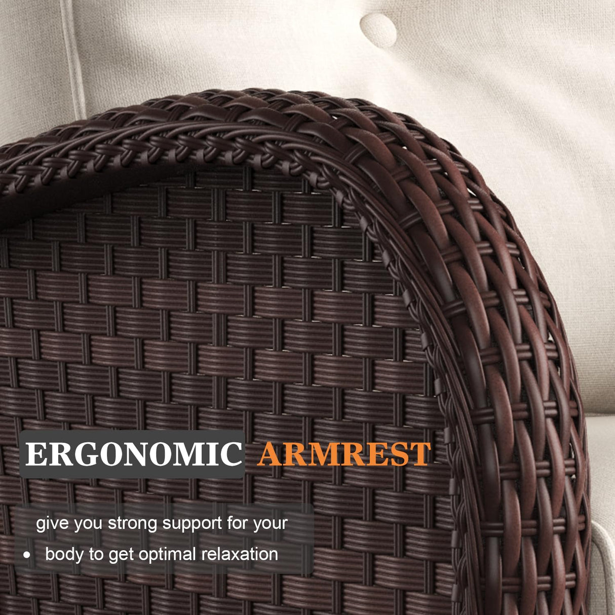 Vakollia 9 Pieces Patio Furniture Sets, Wicker Rattan High Back Outdoor Swivel Rocking Chairs Set with 3-Seat Couch, Ottomans and Side Table Vakollia