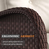 Vakollia 9 Pieces Patio Furniture Sets, Wicker Rattan High Back Outdoor Swivel Rocking Chairs Set with 3-Seat Couch, Ottomans and Side Table Vakollia