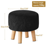 YMYNY Ottoman, Modern Footrest with Soft Padded Seat, Foot Stool with Wood Legs, Small Round Accent Small Table for Living Room Bedroom Office 12.6" D×12.6" W×12.6" H Black UHBD035B YMYNY