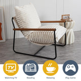 MAXYOYO Accent Chair, Sherpa Arm Chair for Living Room, Mid Century Modern Accent Chairs, Boucle Reading Bedroom Chair, Teddy Armchair, Wooden Arms Metal Frame MAXYOYO