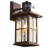 FLEDAVID Motion Sensor Outdoor Wall Lantern Dusk to Dawn Exterior Porch Light Fixture Brown Outside Garage Sconce Lighting Waterproof Farmhouse Wall Mount Carriage Lamp for House Patio Doorway FLEDAVID