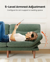 AMADA 66"Convertible Futon Sofa Bed, Corduroy Folding Futon Set with Adjustable Backrest &Armrests, Recliner Lounge for Living Room, Apartment or Office, Solid Wood Frame, Loveseat Sofa -Forest Green AMADA HOMEFURNISHING