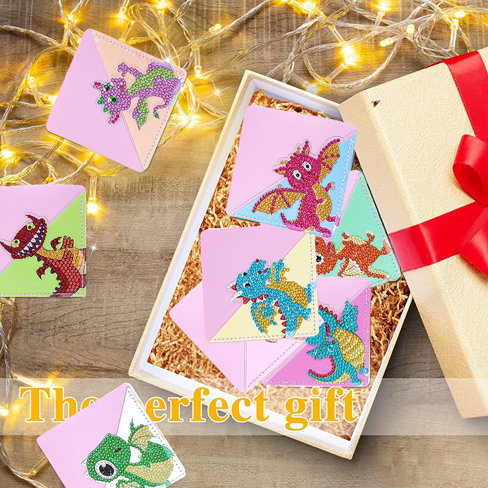 5D Diamond Painting Corner Bookmark Dinosaur Pattern DIY Book Marks Triangle Book Lovers Festival Gifts Presents for Women Girls Boys Art Craft Reading Lovers(8 Pcs) KACASHIP
